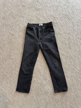 Agolde Black High-Rise Straight Jeans